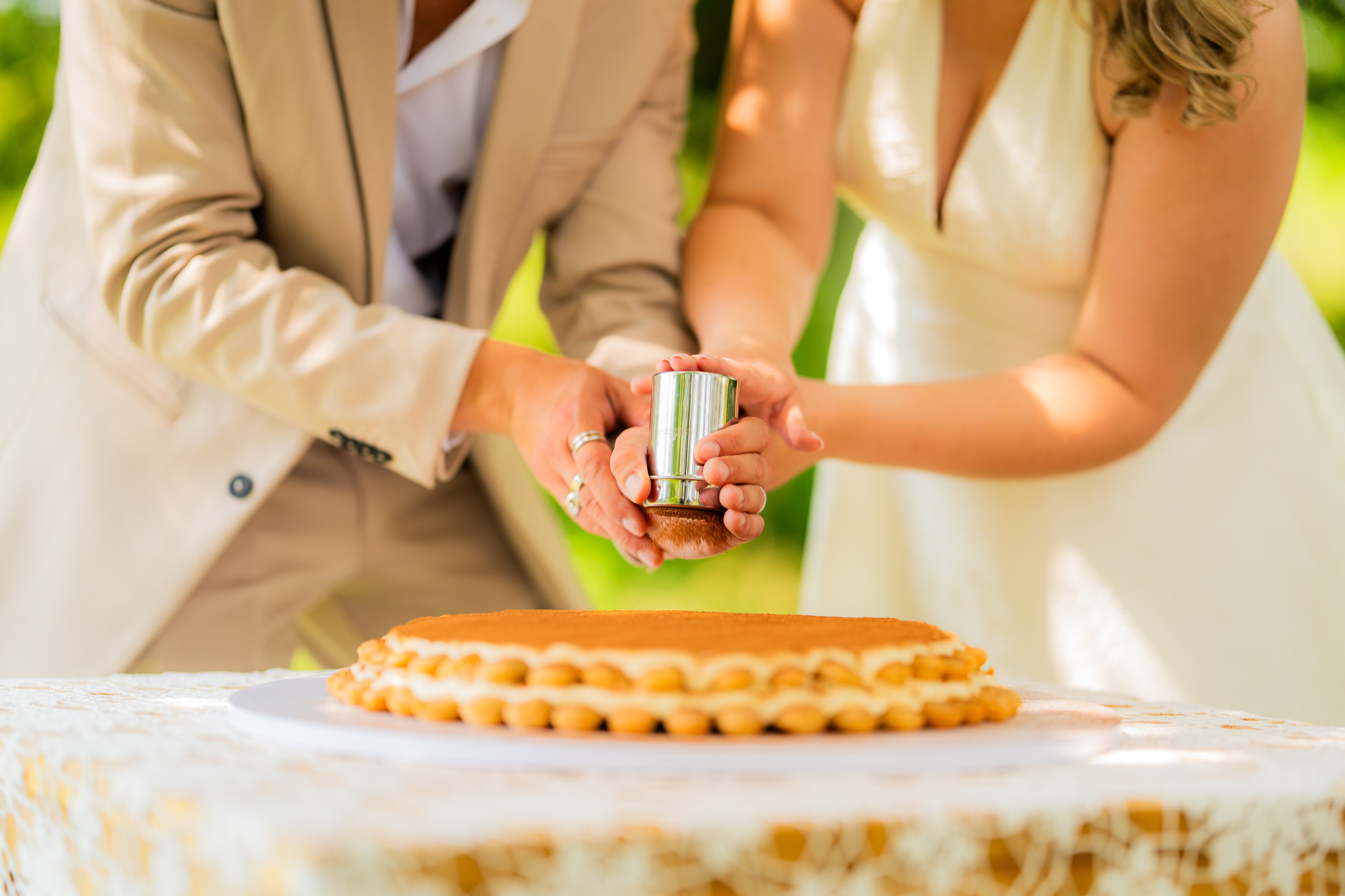 Tiramisu cake with cocoa as a wedding cake alternative